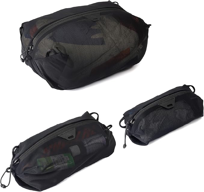 Peak Design Ultralight Packing Cube Bundle, Black, Stretchy Mesh Cubes with Strap Attachment Points and Luggage Pass Throughs, Zipper Opening, Travel Organizer for Men and Women, Sizes XXS, XS, S