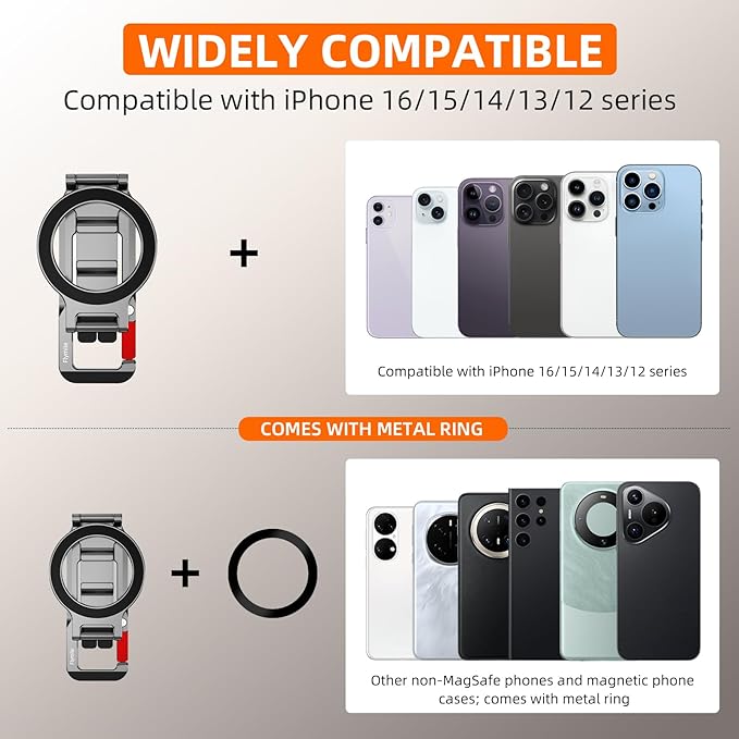 Magnetic Phone Tripod Stand for iPhone, Aluminium Lock Mini Tripod with Arca-Swiss, for MagSafe Smartphone Holder Quick Mount with 1/4'' Screw Hole and Cold Shoe for iPhone 17 16 15 14 13 12