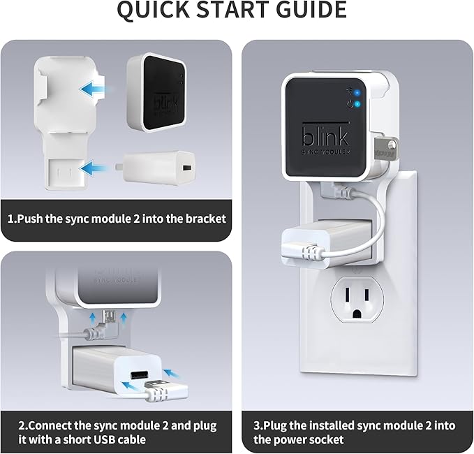 256GB USB Flash Drive & Wall Mount for Blink Sync Module 2 with Short Cable – Declutter, Save Space, and Effortlessly Enhance Security (2 Pack)