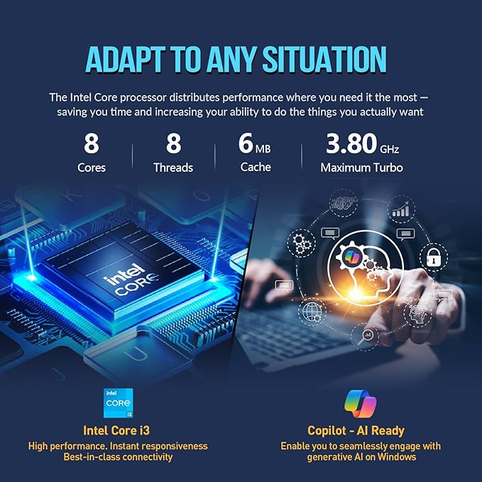 HP 2025 Laptops 17 Inch, 17.3" Laptop Computer, HD+ Large Screen, Intel Core i3 (8-Cores), 32GB RAM 1TB SSD, Windows 11 Pro, Lifetime Office, Number Pad, Wi-Fi 6, USB-C