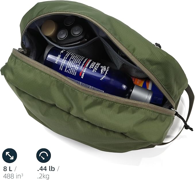 Travel Toiletry Bag 8L, Large Packing Cube with Waterproof TPU Wet/Dry Compartment (04 Forest Green)