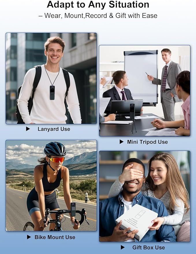 SPIKECAM Computer-Free Body Cameras with Audio and Video Recording, 6 Hrs 1080P Personal Small Bodycam with Photo, Night Vision, SOS Sound, Wearable Body Cam for Security, Running, Biking