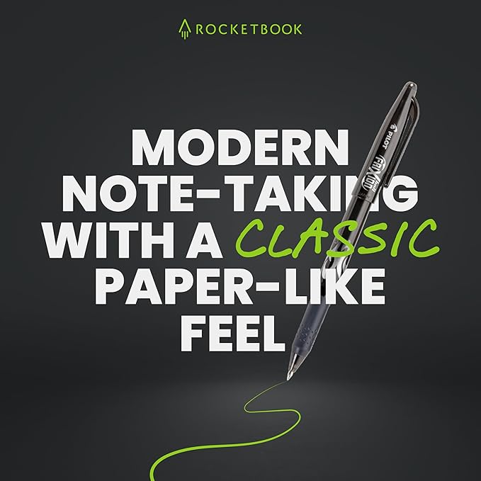 Rocketbook New Core Reusable Spiral Notebook, Executive Size 6x8.8, Green - Dotted Pages, App-Connected, Erasable, Durable Cover, Ideal for School, Work, and Creative Projects