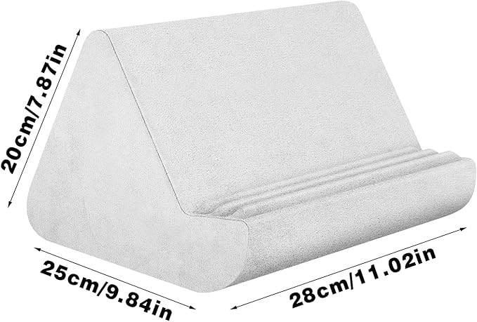 Soft Tablet Stand Pillow with Pocket,Adjustable 3 Viewing Angle,Lazy Holder for Bed Sofa,Compatible with iPads Tablets eReaders Smartphones Books Magazines (Dark Gray)
