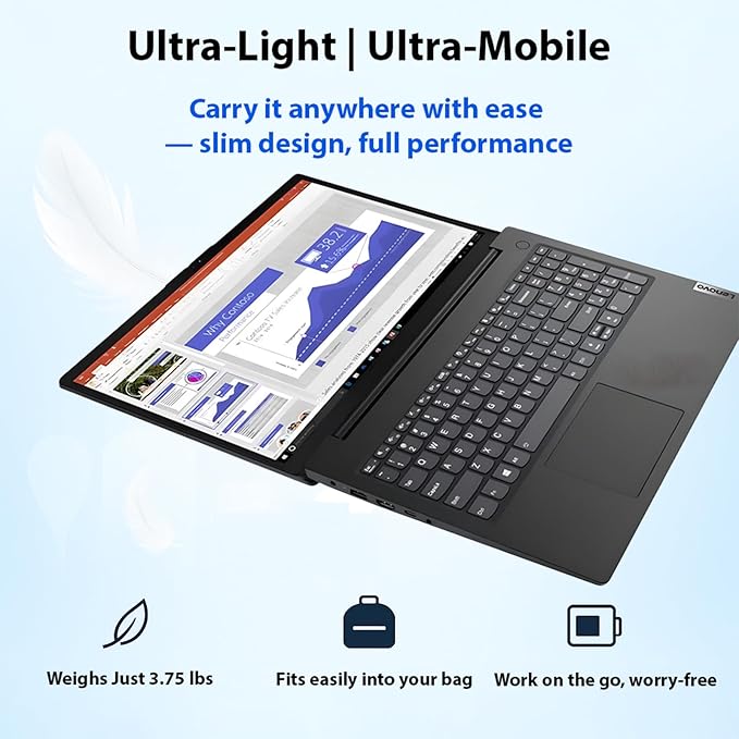 Lenovo V15 Laptop | Intel Pentium N6000 | 15.6" FHD Anti-Glare | 40GB RAM | 1TB SSD | WiFi 6 | Military Durable | Windows 11 Pro | Ethernet Port
