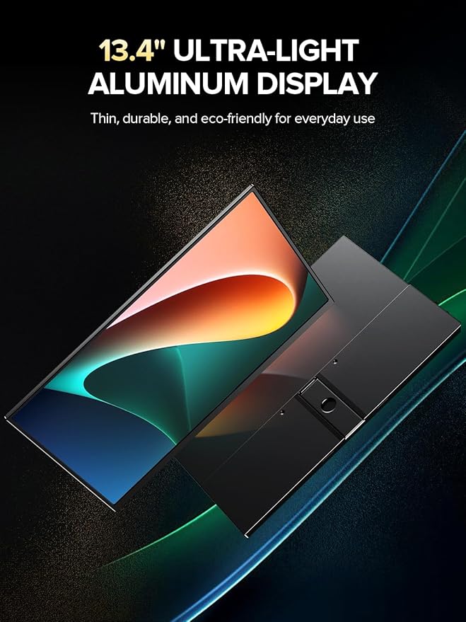 UPERFECT 4K Portable Monitor, 13.4" UHD 3840x2400 Matte IPS Laptop Display with Built-in Stand, 16:10 Aspect Ratio, 100% sRGB, 500 Nits Brightness, All-Metal Frame for PC/Mac/Phone/Game Console