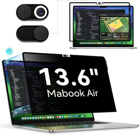 Privacy Screen Protector Compatible with MacBook Air M2 13.6 Inch (2022 Release), Easy On/Off Removable Anti Spy Blue Light Glare Shield Film Laptop Privacy Filter for Apple Mac Air 13" M2 (A2681)