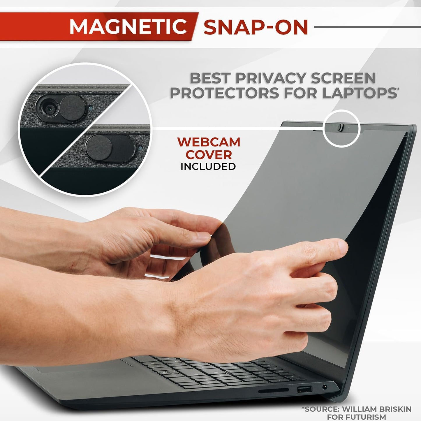 Magnetic Laptop Privacy Screen 16 Inch 16:10 - Removable Computer Privacy Filter Shield and Protector