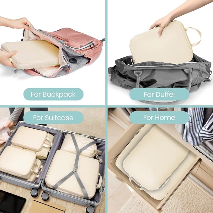 Cambond Compression Packing Cubes for Travel Women - Travel Bags Luggage Organizers Travel Essentials Compression Cubes for Travel Carry on Suitcases Organizer