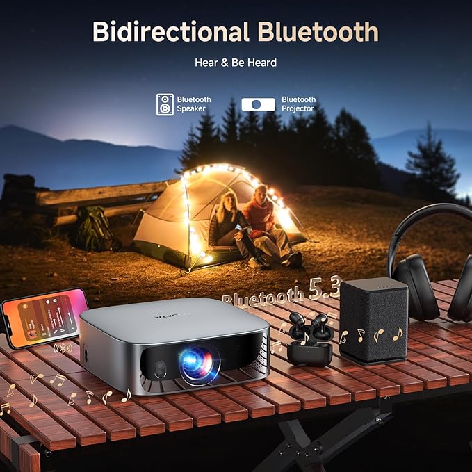 [Short Throw/1200ANSI/Built in Apps] Projector 4K with WiFi and Bluetooth, TOF Auto Focus Keystone Smart Projector for Dolby Audio Home Theater Movie, Kogata Outdoor Projector Portable Ceiling