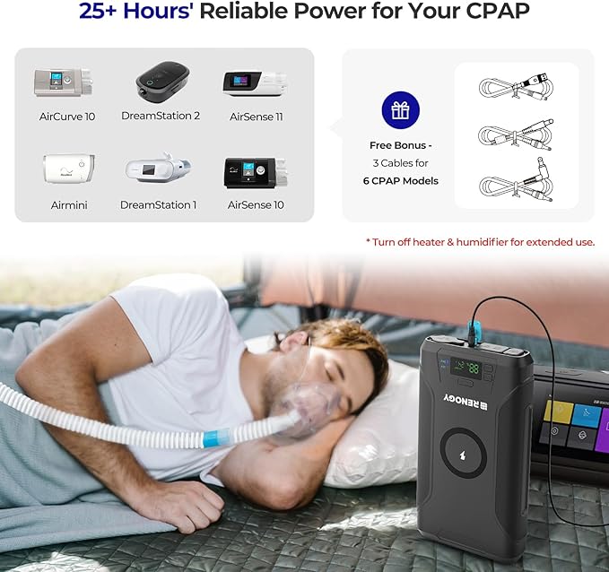 Renogy 76800mAh 276.48Wh 12V Power Bank Brick, Portable Power with 100W PD, CPAP Battery for Camping, High Capacity Camping Power Bank, USB-C DC Wireless Charging, CPAP Battery Backup Power Supply