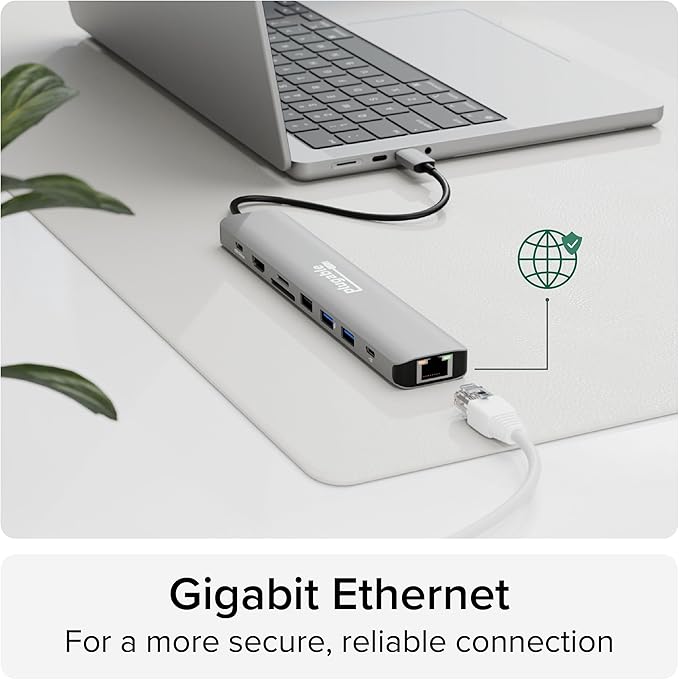 Plugable USB C Hub Multiport Adapter: 9-in-1 with 140W PD Charging, 4K 60Hz HDMI, 10Gbps Data Transfer, Gigabit Ethernet, SD, for USBC, USB4, Thunderbolt MacBook, Windows, Chromebook (USBC-9IN1E)
