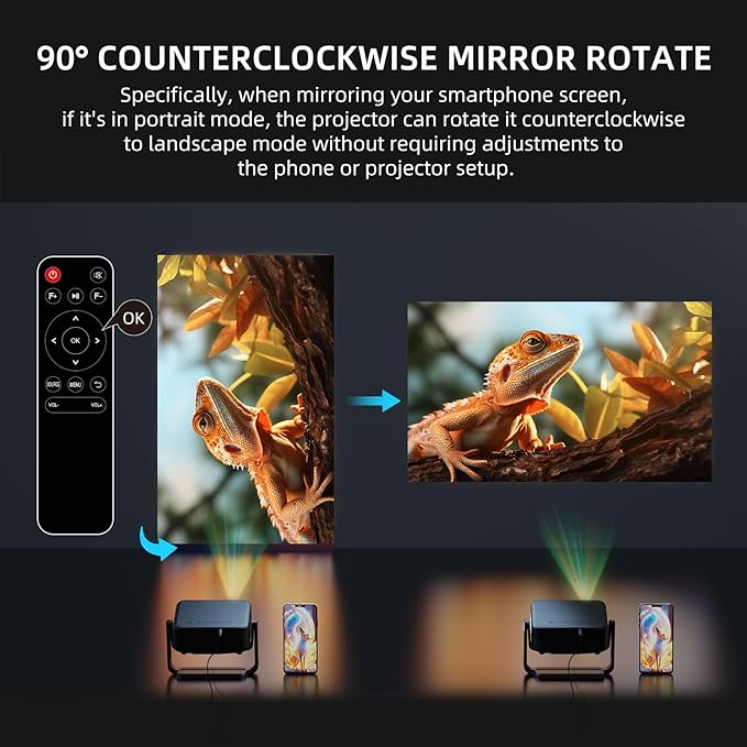 Mini-Projector with WiFi and Bluetooth: [1000 ANSI/360°Adjustable Stand/Electric Focus/Auto Keystone] Portable-Movie-Outdoor-Ceiling-Projector, ONOAYO Upgrade 1080P Proyector for Phone/Home Theater