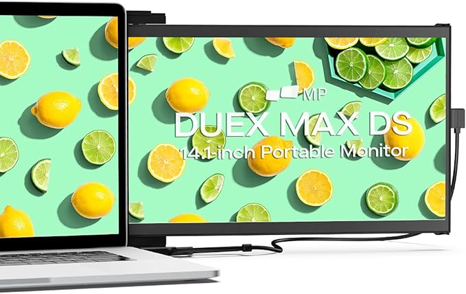 Mobile Pixels New Duex Max DS 14.1'' FHD 1080p Laptop Screen Extender, USB Type-C/HDMI Ports, Portable Monitor for 14'' to 17 Inch Laptops, Compatible with macOS/Windows/Apple/Android/Switch(Black)