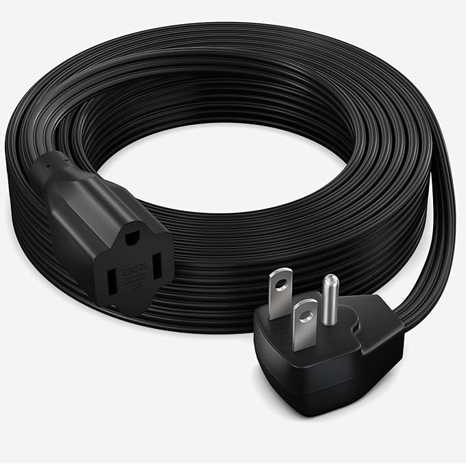 Maximm Extension Cord Heavy Duty (50 Feet) Flat Wire 3-Prong Flat Plug, 14 AWG Power Cord - UL Certified, Black, Ideal for Home and Office Use, Appliances, Electronics, Power Tools