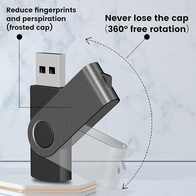 EASTBULL Flash Drives Bulk 2GB USB Thumb Drive 50 Pack USB 2.0 Memory Stick Swivel Pen Drive with Lanyard for Storage and Backup (2GB 50 Colors)