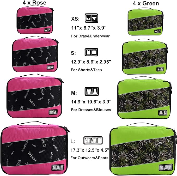 Packing Cubes Luggage Bags Organizer Durable Travel Accessories With Clothing Label