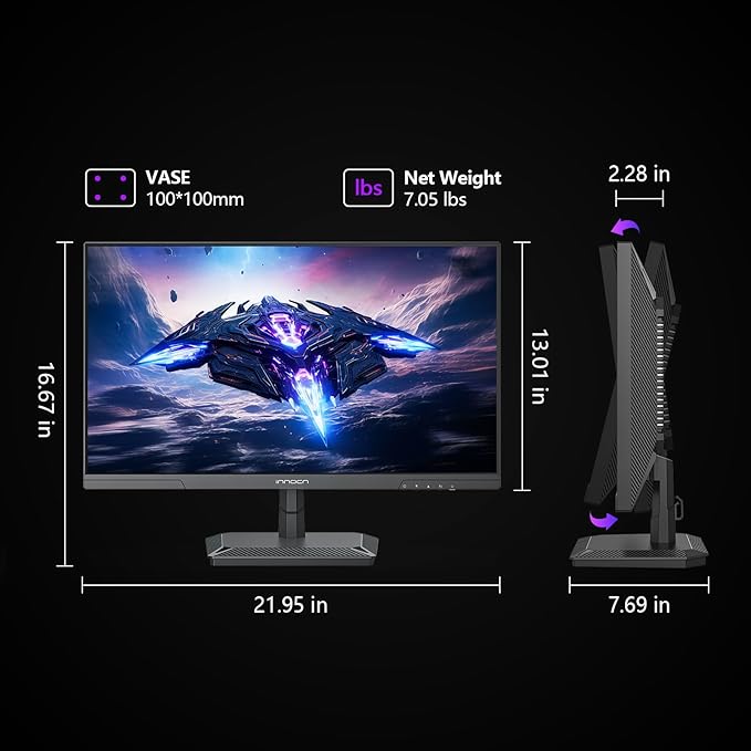 INNOCN 24.5" Gaming Monitor 1440p 240Hz QHD 2K PC Desktop Gaming Fast IPS HDMI 2.1 Display, DisplayPort, 1ms, Built-in Speaker, 25G2S