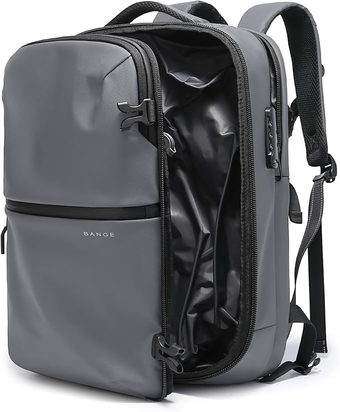 BANGE Travel Backpack with Vacuum Pocket and TSA lock version can hold 15.6 inch Laptop suitable Overnight Flight Approved Anti-theft Bag