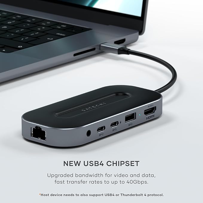 Satechi USB C Hub Multiport Adapter, USB4 6 in 1 with 8K HDMI, 100W USB C PD Charging, 2X USBC and 1x USB-A Data Ports, Ethernet, Audio Jack, for MacBook & Windows