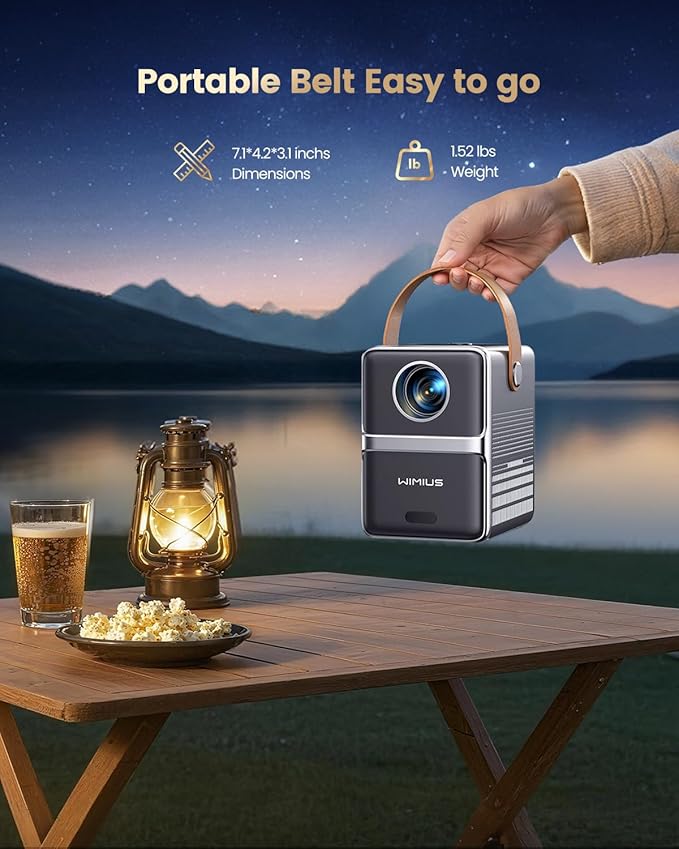 [Netflix-Licensed & Portable]Smart Mini Projector with WiFi and Bluetooth, 4K Supported,Dolby Audio,Auto Keystone & Electric Focus Outdoor Movie Projectors,WiMiUS Native 1080P HD Proyector