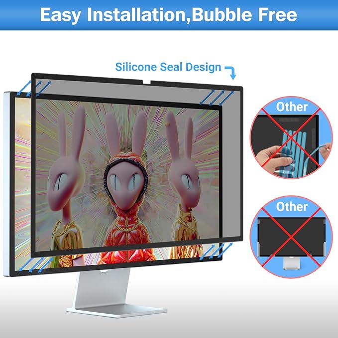 ZOEGAA iMac 27 inch Privacy Screen Filter for Studio Display, Removable 27 Inch Computer Privacy Screen 5K Retina Display Computer Screen Privacy Shield and Anti-Glare Screen Protector