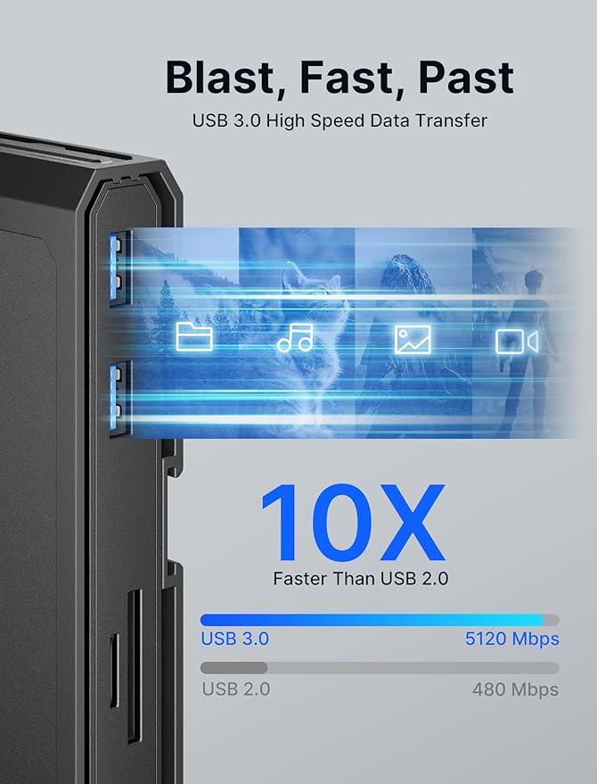 JSAUX USB-C Laptop Docking Station, 11-in-1 Dock with 8K@30Hz HDMI and DP, 100W PD, USB C and 3 USB A, Gigabit Ethernet, 3.5mm Audio, SD/TF Reader Compatible with Steam Deck, MacBook,ROG Ally-HB1101