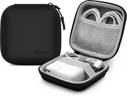 Small Travel Carrying Storage Case, 4.4"x4.4" Charger Organizer, Pouch compatible with MacBook Power Adapter, Laptop Accessories Cables, Cords, USB Drives, Earphones