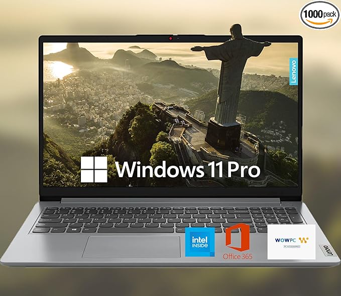 Lenovo 15.6" HD IdeaPad Anti-Glare Screen w/ 1 Year Microsoft 365, 384GB SSD, 20GB RAM, Windows 11 Pro, Up to 9.5 Hours Battery Life, Intel Processor, WiFi 6, HDMI, USB-C, SD Card Reader, w/WOWPC USB