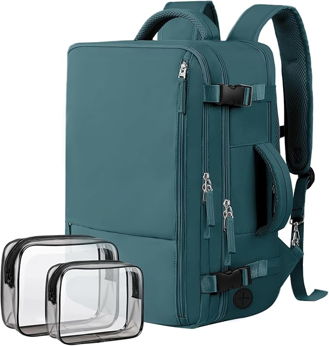 Hanples Women's Large 17.3 Inch Laptop Backpack, Peacock Blue, Waterproof, Suitable for Air Travel