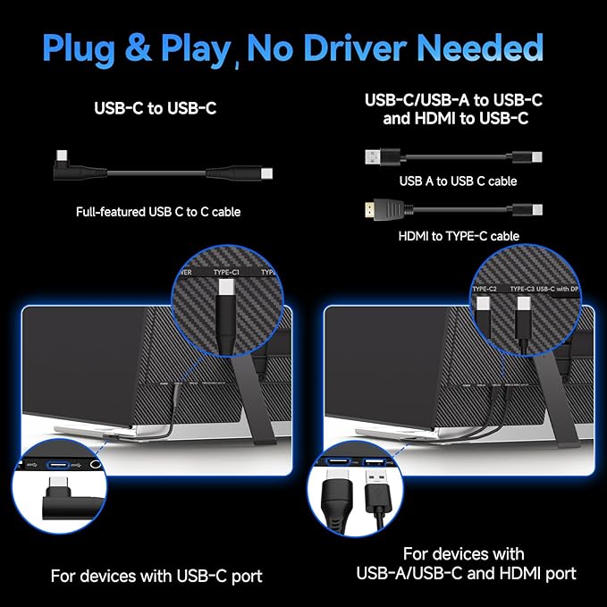Laptop Screen Extender Monitor, 16:10 IPS 100% sRGB Portable Travel Monitor for Laptop, FHD 1200P External Display Screen, Dual Screen Attachment Plug & Play for Mac Windows
