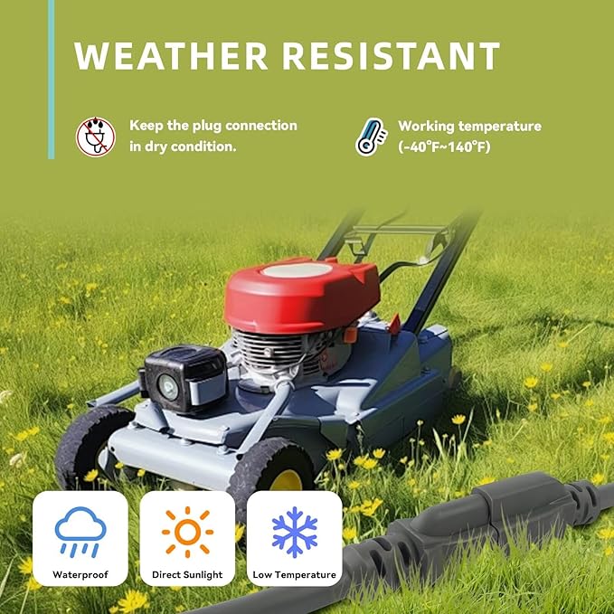 100ft Indoor Outdoor Extension Cord - 12/3 SJTW Heavy Duty Extension Cable with 3 Prong Grounded Plug for Safety -15Amp 1875W Gray Electric Cord Great for Garden, Appliances