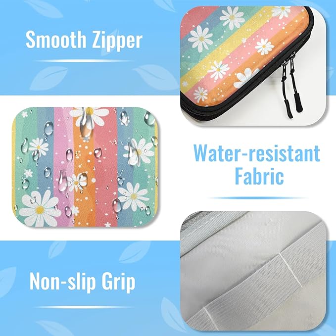 Rainbow Daisies Electronics Travel Organizer Case, Tech Accessories Cable Storage Bag for Cords, Charger, Phone, Hard Drive