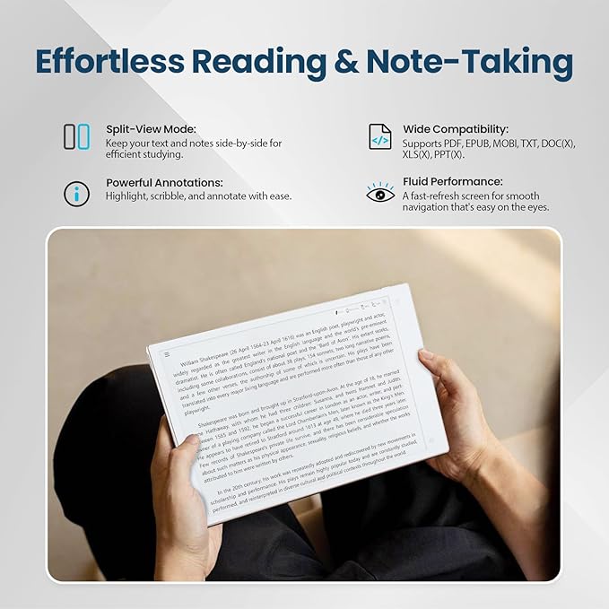 iFLYTEK AINOTE 2, 10.65-inch Large Screen AI Note-Taking Tablet E Ink Tablet,4.2mm Electronic Notebook with Pen Voice-to-Text Transcription, Multi-Languages ChatGPT Support, for Meetings,Study