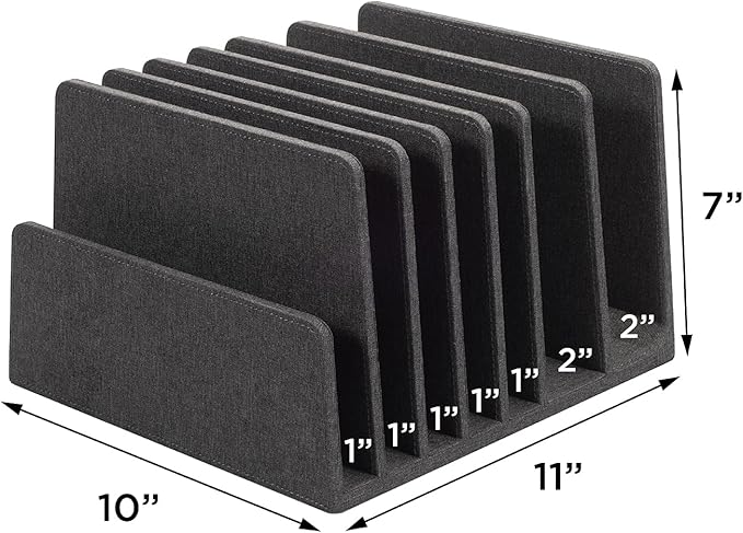 MobileVision Executive Dark Gray Device Organizer for Smartphones, Tablets and Laptops, 7 Slots with Extra Wide Slots for Laptops