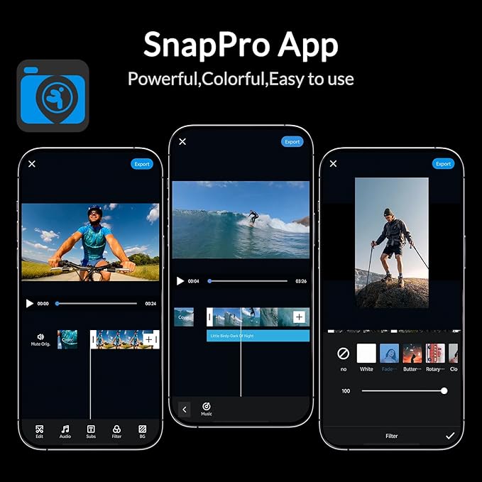 icefox i8 Action Camera with 4K 60FPS 20MP, 5X Zoom, Underwater Waterproof Camera with Optimized EIS, Video & Photo Editing by Snap Pro App, WiFi Remote Control for Diving, Cycling and Vlogging