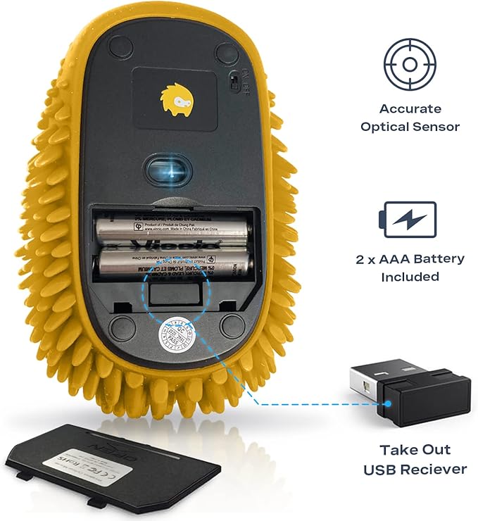 HedgeHog Health Hoglet Wireless Computer Mouse – Cute, Functional, and Tactile Fidget Tool. Combines Stress Relief with Comfort and Style, Perfect for Enhancing Focus and Productivity.