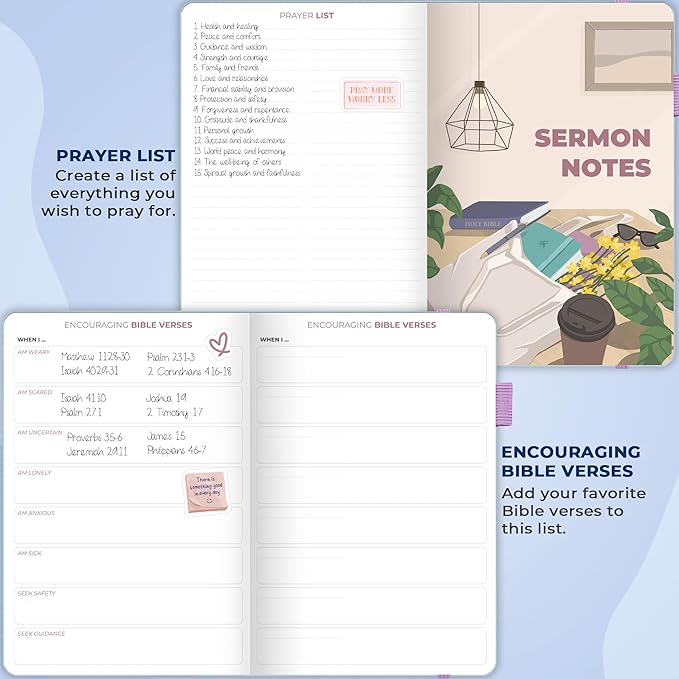 Clever Fox Bible Study Journal – Church Notes Notebook – Note Taking & Journaling Kit – Faith Based Religious Gifts & Accessories (Periwinkle)