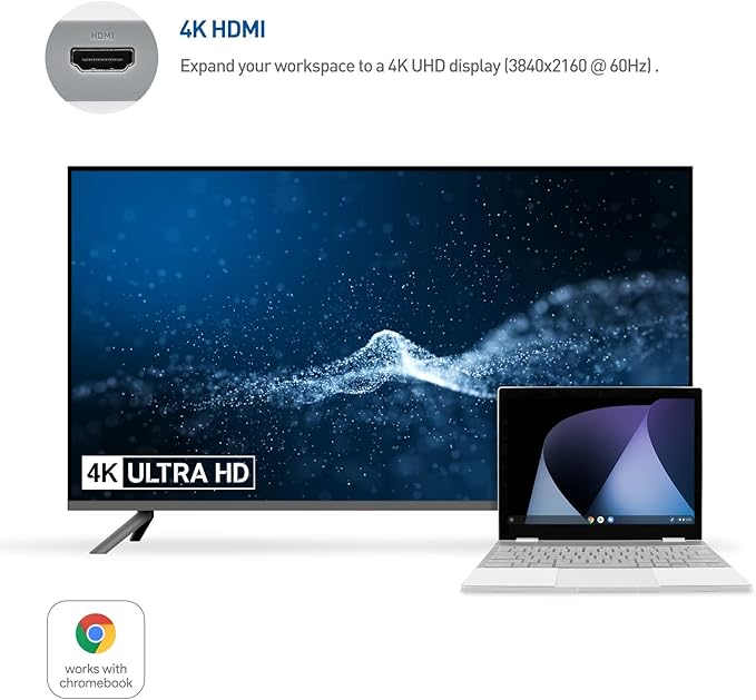 [Works with Chromebook Certified] Cable Matters USB C Hub Multiport Adapter with 4K HDMI, 2X USB 2.0, 480Mbps Ethernet, and 60W PD