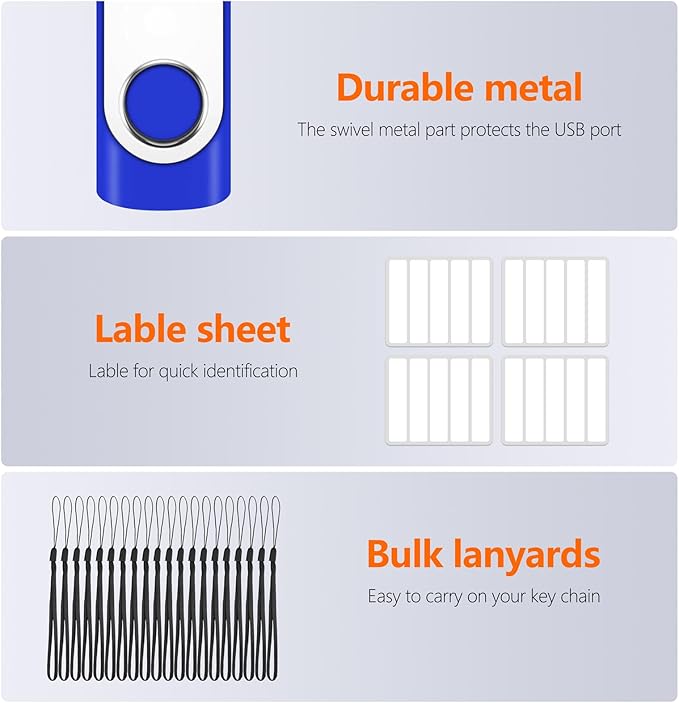 AreTop 50 Pack 4GB USB Flash Drives Bulk of 2.0 Thumb Drives Pack 4GB USB Drive Bulk Pen Drive Zip Drive Memory Stick with Lanyard for Storage and Backup (Mixed Colors 50pcs)