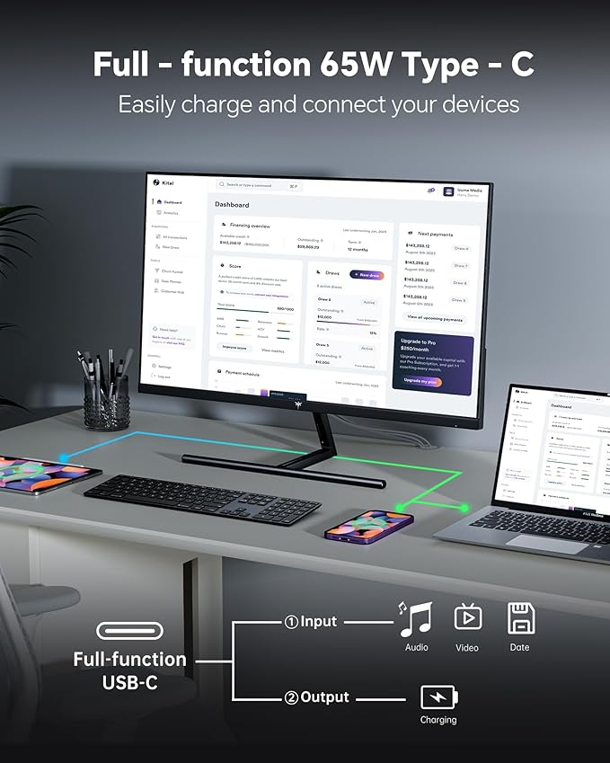KTC 27 Inch 5K Monitor, 5120 x 2880 5K2K Monitor with 65W Type-C Port, Dual Mode Computer Monitors Compatible with Mac mini, IPS Panel, HDR 400, 217 PPI, 135% sRGB, HDMI DisplayPort, Tilt, H27P3