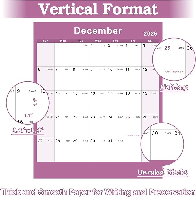 2026 Yearly Wall Calendar - annual calendar 2026, 2026 Yearly Wall Calendar&Planner with Thick Paper, January 2026 - December 2026, X Large, 34.7" x 22.8", 2026 Yearly Planner (Yearly Wall Calendar)