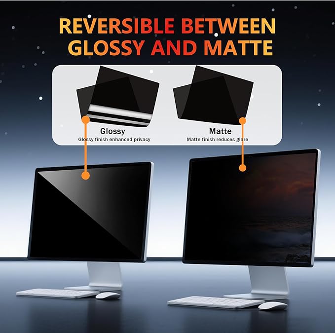 [2 Pack] 27 Inch Computer Monitor Privacy Screen for 16:9 Aspect Ratio - Privacy Shield and Anti-Glare Blue Light Protector Removable Eye Protection, Anti Spy Screen Protector Film