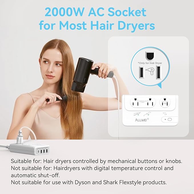 ALLWEI 2000W Travel Voltage Converter 220v to 110v Converter for European Travel Voltage Adapter for Hair Dryer Straightener/Curling Iron, Power Converter Adapter Combo with Type C, E/F, G, I, L
