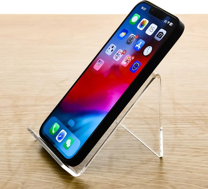 Acrylic Cell Phone Stand, Portable Clear Phone Stand for Desk, Compatible with iPhone 17 16 15 14 13 Pro Max Mini 12 11 Plus SE, Switch, Android Smartphone, Pad, Tablet, Desk Accessories