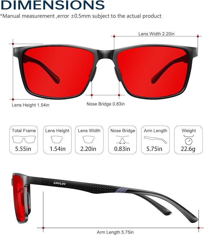 ANYLUV Blue Light Glasses Men, Relieve Eyestrain and Eye Protection, Al-Mg Metal Computer Blue Light Blocking Glasses