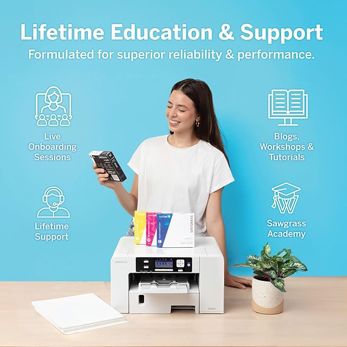 Sawgrass SG500 Sublimation Printer Bundle | Includes Professional Dye-Sublimation Printer with 31mL SubliJet UHD Inks & TruePix Sublimation Paper | Wi-Fi Connectivity | Create Custom Designs