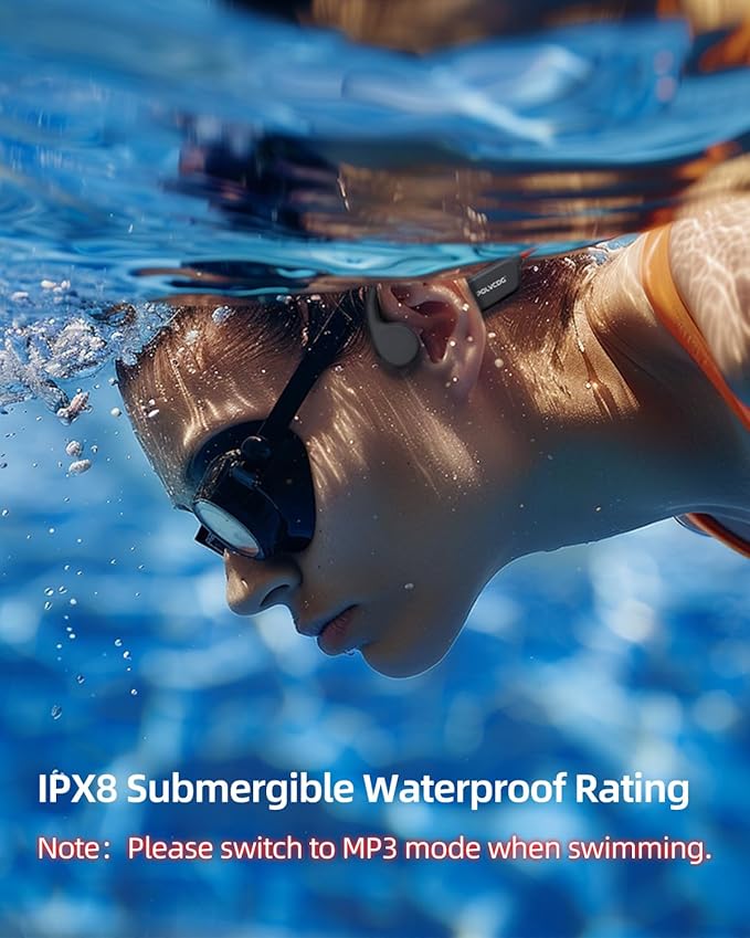Swimming Headphones,IPX8 Waterproof Bone Conduction Headphones,32GB Memory Open Ear Headphones with Mic,Wireless Bluetooth Earphones Underwater Sport Earbuds for Workout Running Cycling Gift