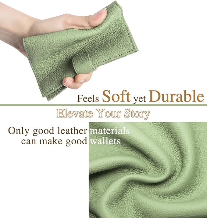 Leather Passport Holder for Travel Women – RFID Blocking Passport Wallet with 1 Passport Slot & 3 Card Slots, Coin Pocket & SIM Slot – Slim Genuine Leather Travel Organizer (Light Green)