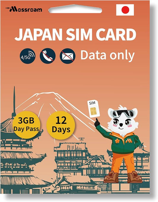 Japan SIM Card – Prepaid Data Plans |3GB Daily,12 Days | High-Speed 4/5G LTE | No Daily Restrictions | Perfect for Tourists & Business Travelers
